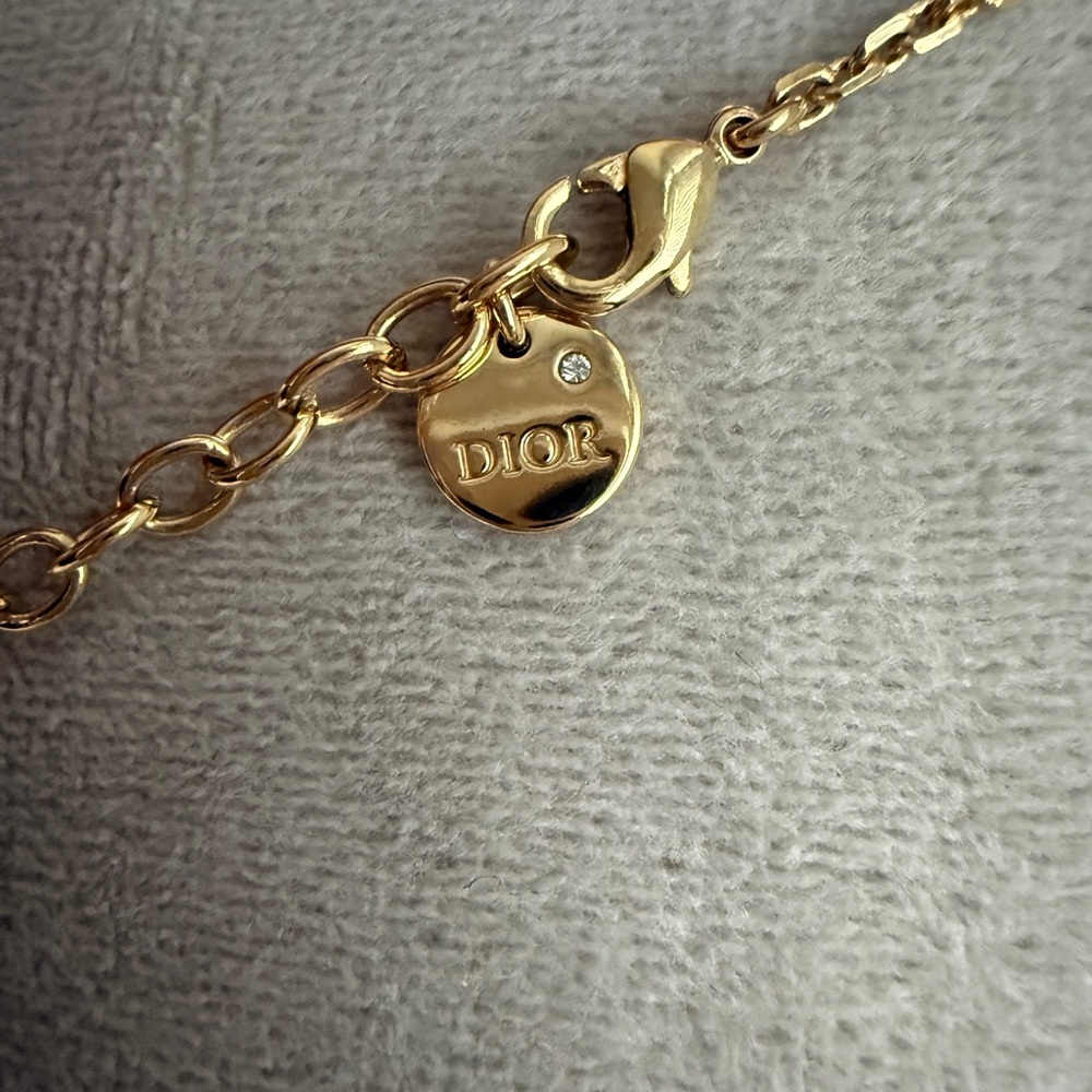 Dior Gold Necklace with Pearl Accent (Petit CD Necklace) - Picture 8 of 9